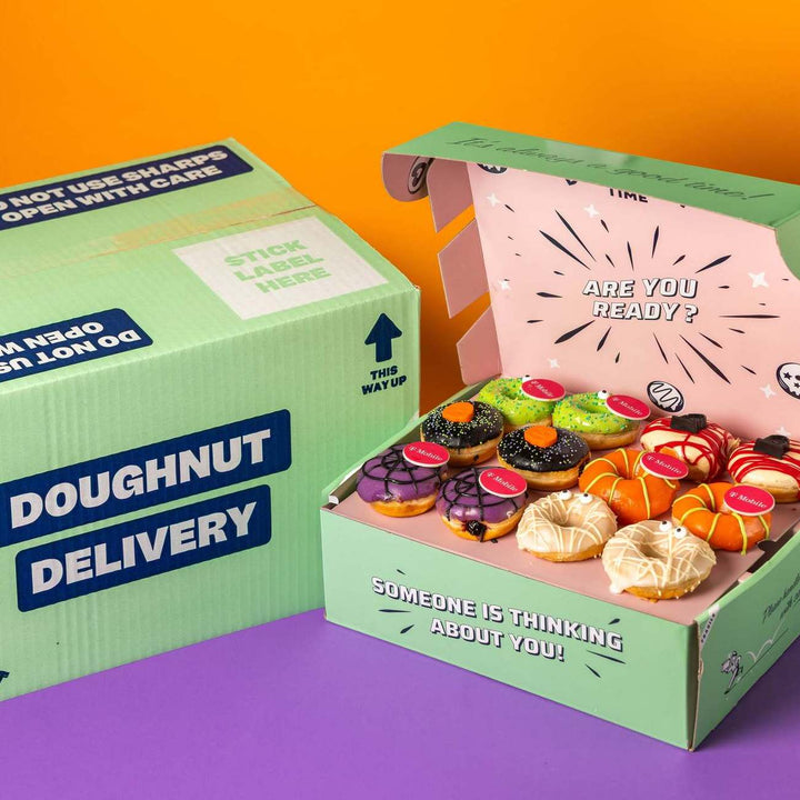 Halloween Office Box XL - 60 mini donuts con logotipo (VG)